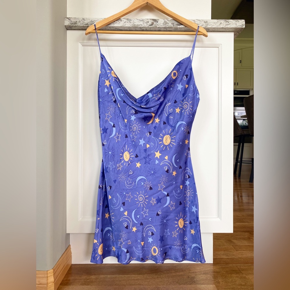 NWT ZARA Satin Effect Mini Cowl Neck Dress Size M